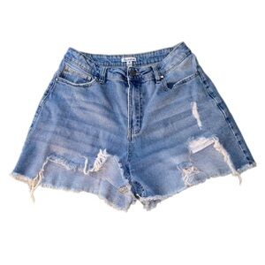 Love Fire Blue Distressed Jean Shorts
